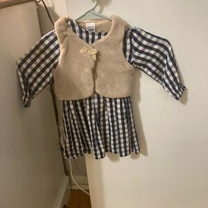 Carter's Blue and Cream Checkered Dress with Vest